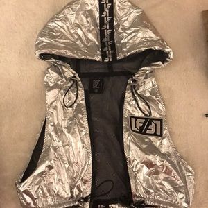 LF metallic vest with hood